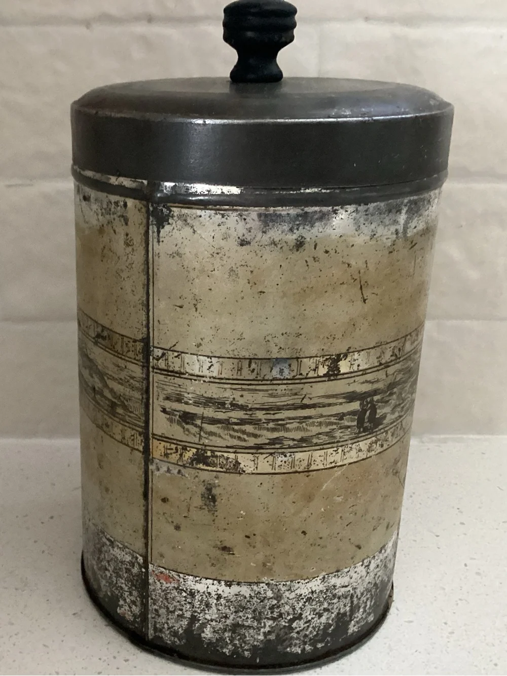 Antique COFFEE Lithographed Coffee Tin Canister. Made by Thos. Wood & Co.